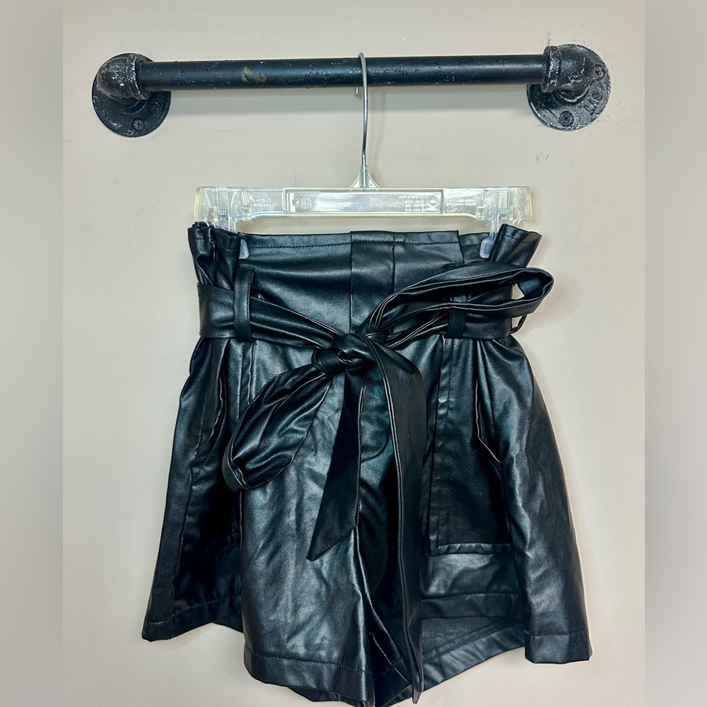 SHEIN Black Faux Leather Shorts